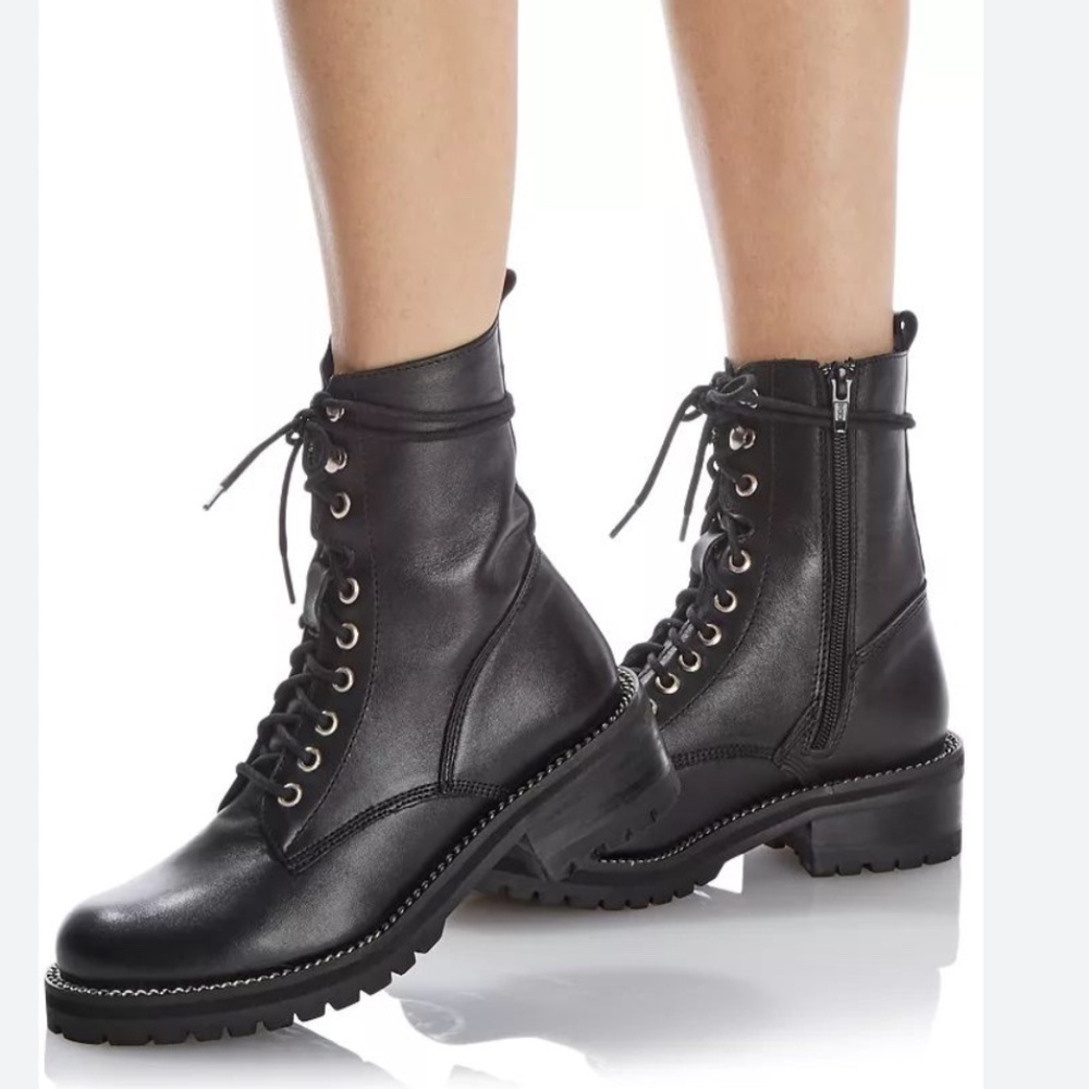 Black Leather Lace Up Boots NIB size 9.5